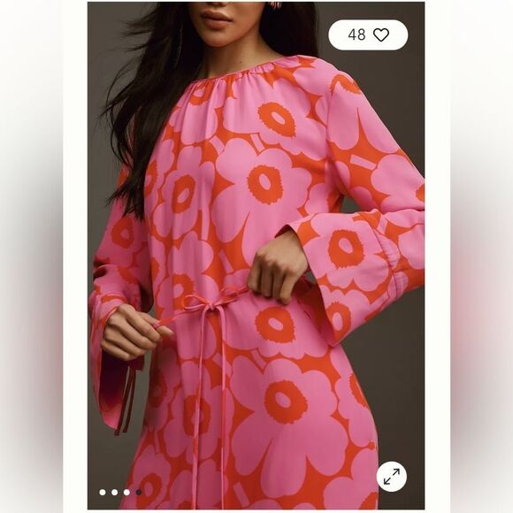 By Anthropologie Marimekko Majolika Unikko Midi Dress size 8 retail $375 - Picture 3 of 8